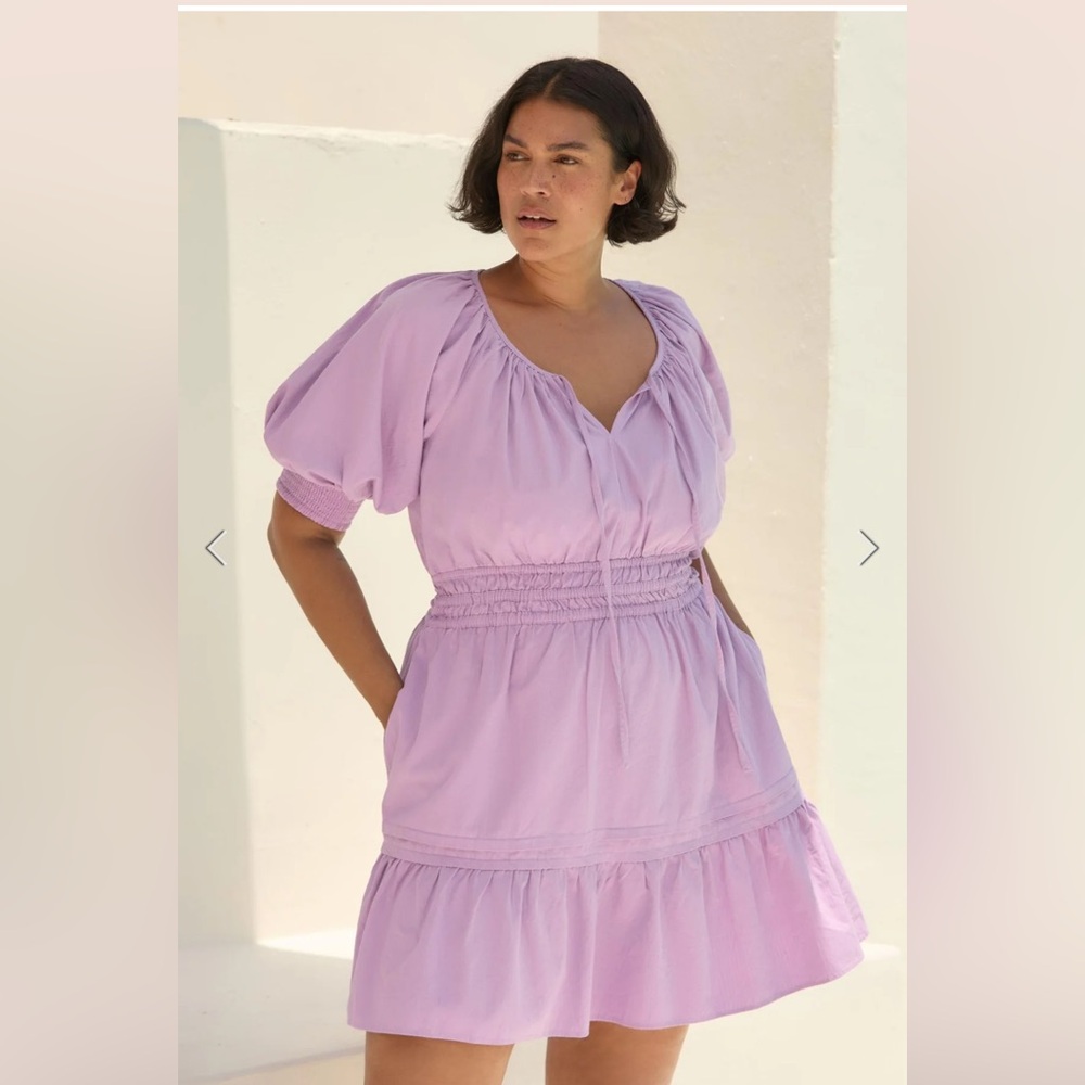 Anthropologie Lavender Puff-Sleeve Mini Dress